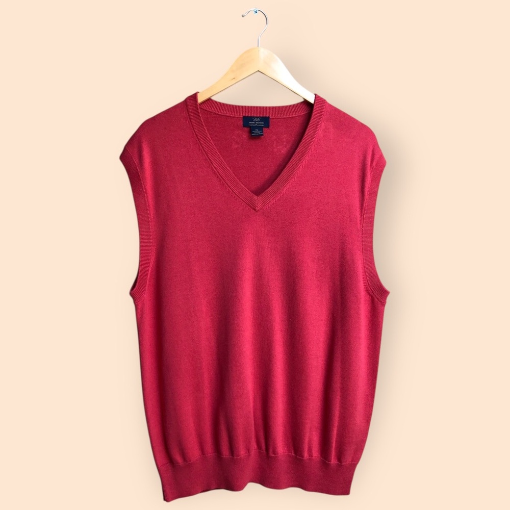 Brooks Brothers “346” Supima Cotton Knit Sweater Vest Pink Coral MENS XL